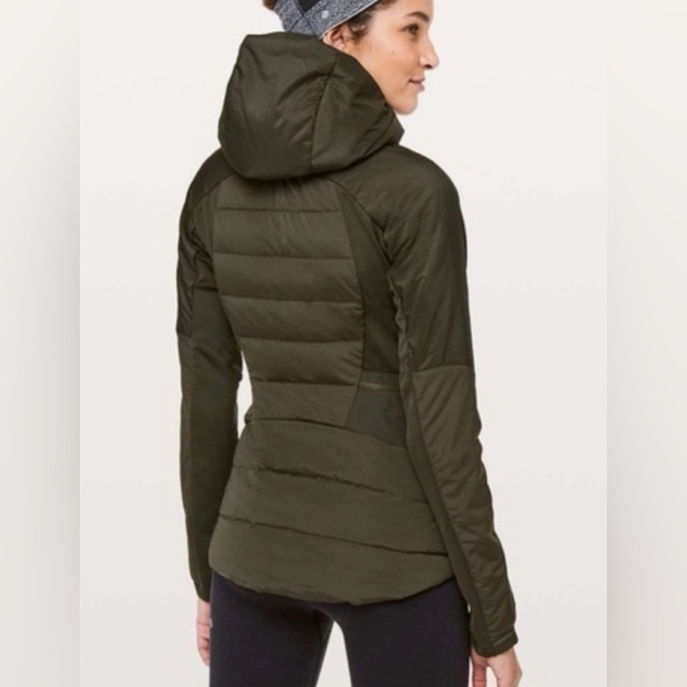 Lululemon Athletica Down For It All Jacket **LIKE NEW** w/ Goose Down Dark Olive - Picture 2 of 13